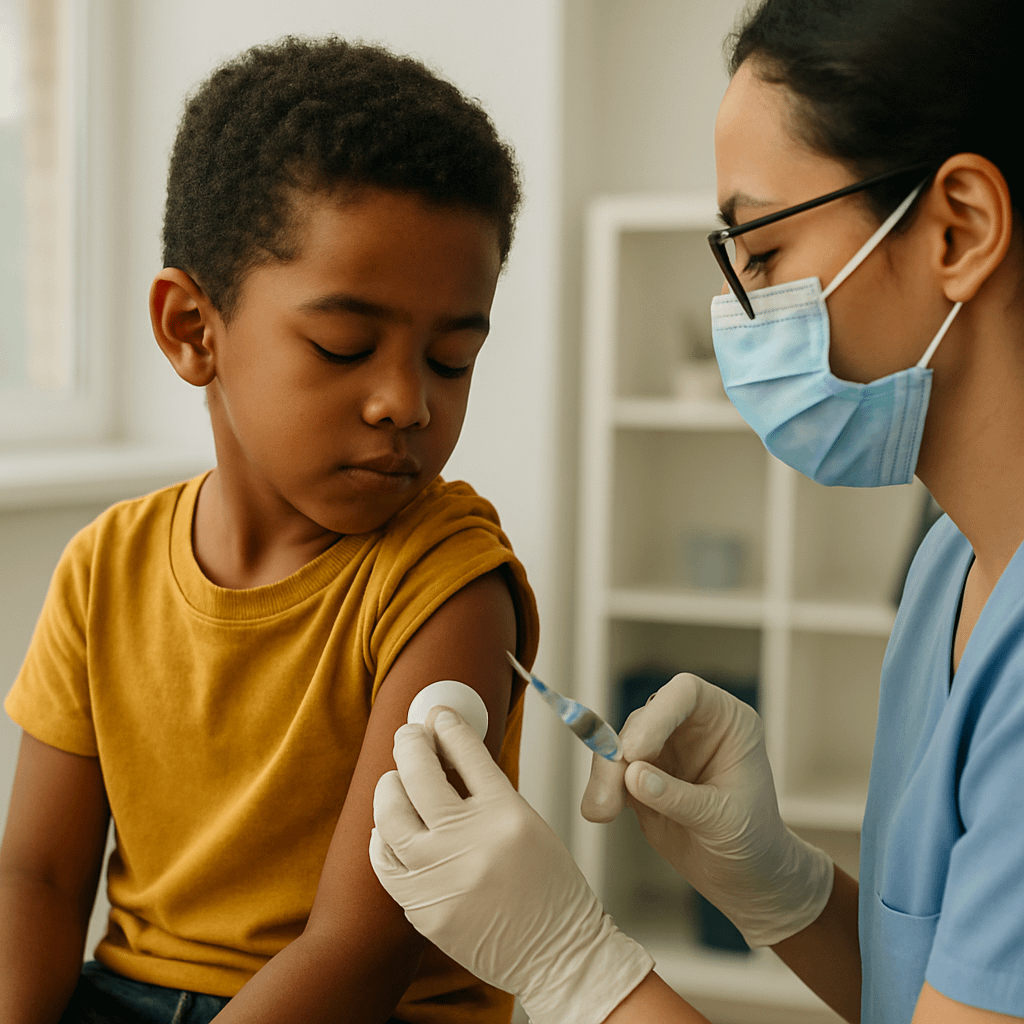 A Photo of A Child being Immunized